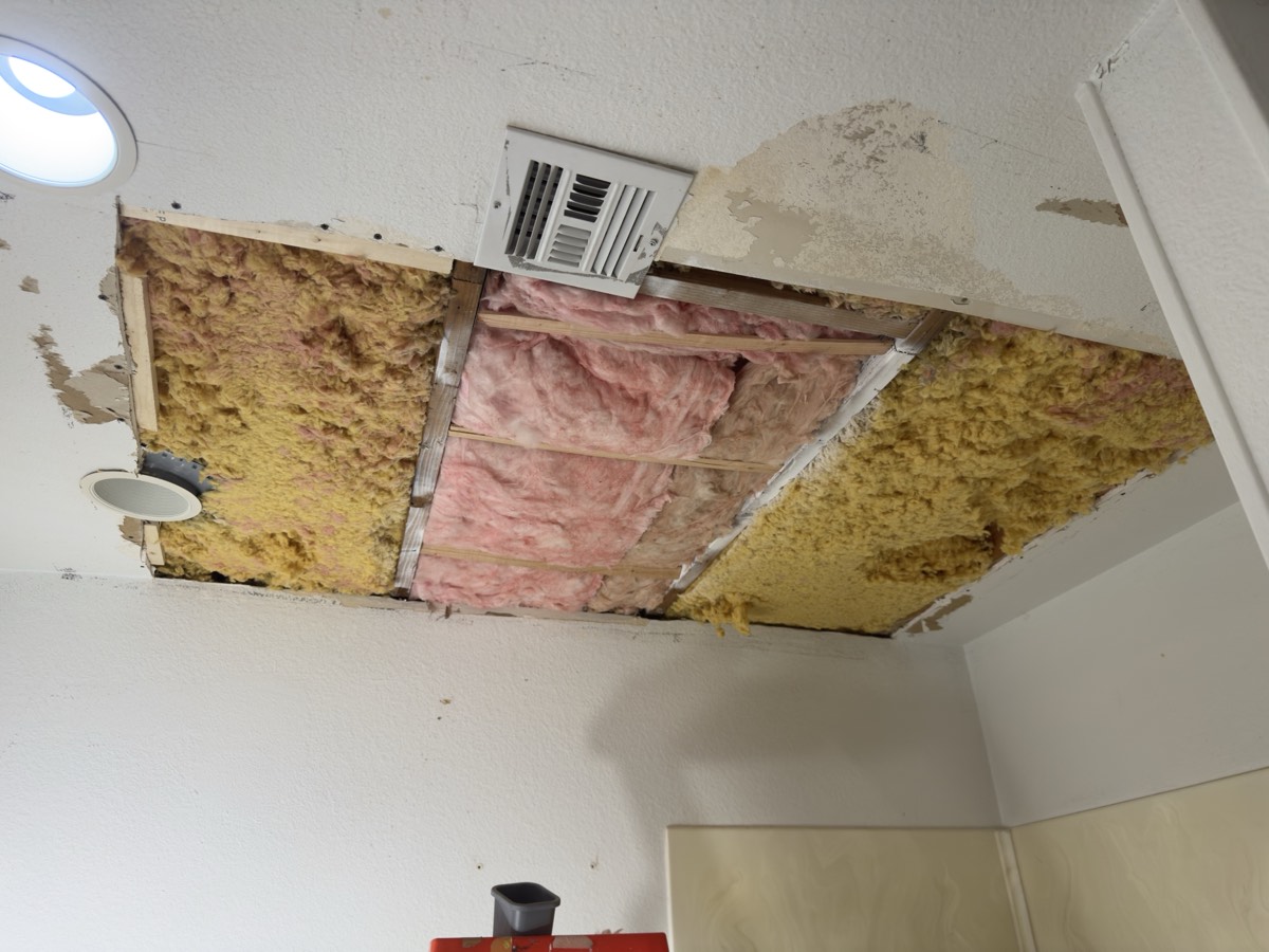 Large ceiling opening before drywall repair
